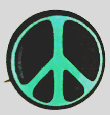 PEACE SIGN BUTTON  - An ORIGINAL 1964 Peace March Pinback Button: Light BLUE picture