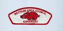 BSA   CSP  Westark Area Council Arkansas T-1c horizontal red pig with gauze back picture