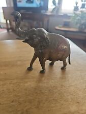 Vintage Antique Etched Indian Brass Elephant Statue Sculpture . Trunk Up. 5