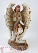 Navy Winged Guardian Angel Statue Figurine Soldier Military Religious Art  picture