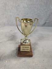 Vtg Plastic & Wood Bowling Trophy Handled Loving Cup World's Greatest Fisherman picture
