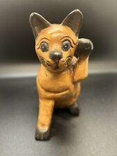 For The Cat Lover Wooden Cat Figurine 6” Tall, Cute Animated Face picture