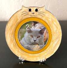 Whimsical Round Cat Picture Frame Tabletop Enamel & Metal picture
