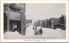 Vintage CRIPPLE CREEK, Colorado Postcard Winter Street Scene 