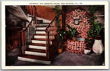 Vtg New Orleans Louisiana LA Stairway Old Absinthe House 1930s Linen Postcard picture