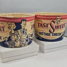 2 Vintage Cottage Cheese Container Tasty Sweet Mid Century Modern Family Denver  picture