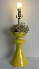 Mid Century Modern Lamp Yellow Flower Vase Faux Retro 60s 70s Bowl Stacked 21”  picture