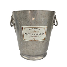 VTG Moet & Chandon France Aluminum Champagne Ice Bucket Vase Ring Handles Label picture