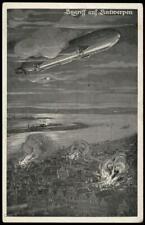Germany 1914 WWI Zeppelin attack on Antwerp PPC Feldpost 77048 picture