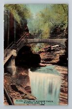 Watkins Glen NY-New York, Flying Stairs Rainbow Falls, c1912 Vintage Postcard picture