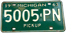 Vintage 1963 Michigan Pickup License Plate Man Cave 5005-PN Decor Collectors picture