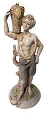 Vtg Young Man Carrying Grape Basket Statue Figurine Home Decor, Porcelain, 12