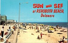 Sun and See at Rehoboth Beach - Delaware - Chrome Vintage Postcard picture