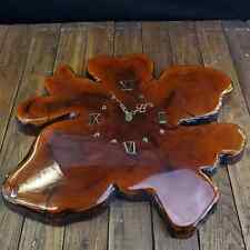 Vintage Live Edge Cypress Tree Wood Wall Clock Resin Coating  picture