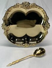 Vintage Empress 24K Gold Plated International Silver Co.  2pc.  7” Dish w/spoon picture