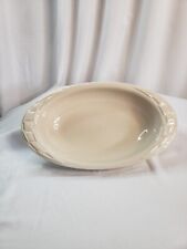 Longaberger Woven Traditions Pottery Oval Serving Dish Bowl Ivory 11 x 6.25 picture