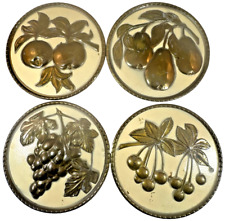 Vintage ELPEC England Repousse Brass Embossed Fruit, Set of 4, 1950s, used (D3) picture