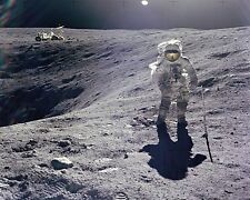 Apollo 16 Astronaut Charlie Duke on the edge of a crater on the Moon Photo Print picture