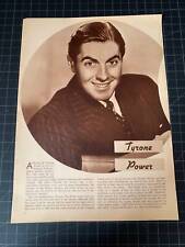 Rare Vintage 1940 Tyrone Power Portrait & Bio picture