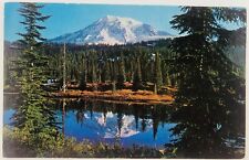 Vintage Mt. Rainier Washington WA Mt. Rainier and Reflection Lake Postcard 1971 picture