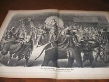 XL 1876 Art Print ENGRAVING - CIRCUS CARNIVAL w GIRAFFE ELEPHANT CAMEL Clowns picture