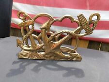 Vintage Solid Brass Navy Anchor Nautical Napkin / Letter Holder picture