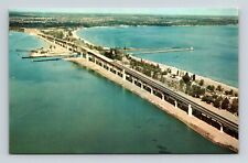 Hamilton Ontario Canada Burlington Skyway & Beach Aerial Chrome Postcard picture