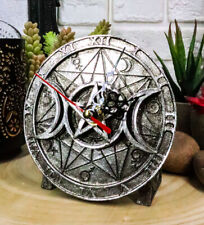Ebros Wicca Triple Moon Goddess Witches Grimoire Symbols Analog Desktop Clock picture