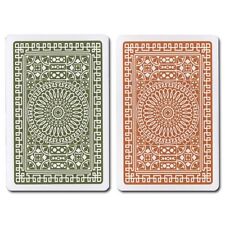 2 Green Brown Modiano Club Poker Playing Card Decks Bridge Size + Plastic Case picture