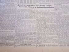 1922 APRIL 13 NEW YORK TIMES - ARBUCKLE ACQUITTED IN ONE MINUTE VERDICT- NT 5766 picture