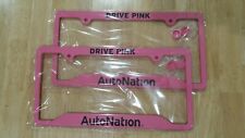 A PAIR - TWO - 2 PINK DRIVE PINK AUTO NATION LICENSE PLATE METAL FRAME BRAND NEW picture