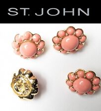 St John Knits Round Pink Coral Floral (0.5 Inch) Replacement Buttons  picture