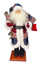 22” Patriotic Santa Claus Christmas Figurine Celebrate USA Home for Holidays picture