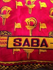 Saba Beach Scarf Fabric Material Vintage Red Orange Yellow Black Sewn Tube VTG picture