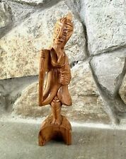 Vintage Wood Statue Hand Carved Shou Lao Chinese Man God Longevity 8 1/4