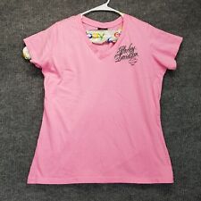 Harley-Davidson Shirt Womens 1X Pink XL Short Sleeve V-Neck Windy City Chicago picture