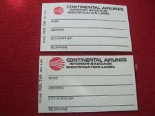 AIRLINE BAGGAGE LABELS X 2 CONTINENTAL AIRLINES 1980'S / 90'S VINTAGE picture