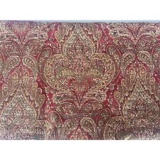 Vintage Fabric Tapestry Upholstery Drapery Paisley Maroon Gold Yellow picture