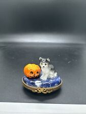 Limoges trinket box peint main Halloween Cat picture