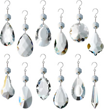 12Pcs Glass Crystal Chandelier Prisms, Rainbow Hanging Crystals Suncatcher for W picture