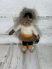 Vintage Authentic Native Handicraft Alaska Doll w Real Fur The Silver Hand Signd picture
