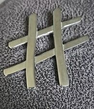 Vintage Silvertone Hash Tag Pound Tic Tac Toe Metal Brooch picture
