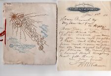 1891 California Gov Waterman Signed Letter and 1889 Birthday Souvenir Book  picture