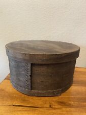 Vintage Wood Round Cheese/Hat Box 11”x5” Made In USA Dark Brown picture