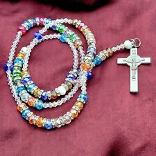 Catholic Rosary With Crucifix multicolor Crystal & Rhinestone  shiny,  picture
