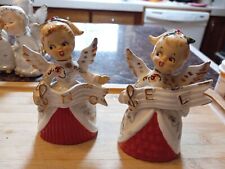 Vintage Menschik Goldman CAROLING NOEL ANGELS Salt Pepper Shakers Blonde Girls picture