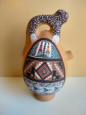 CUSCO PERU Pottery. Hand Painted Chi-Cha Jug. Mythical Jaguar Pitcher. picture