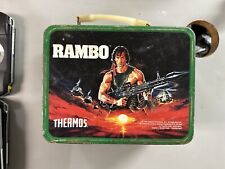 Sylvester Stallone Vintage Thermos 1985 Rambo Tin Metal Lunchbox Lunch Box picture