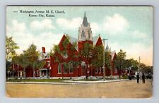 Kansas City KS-Kansas, Washington Avenue ME Church, Religion, Vintage Postcard picture