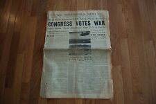 December 8, 1941 Indianapolis News Newspaper - Congress Declares War picture